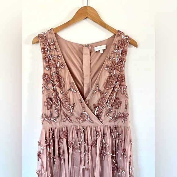 Maya Deluxe Tall Pink Floral Embellished Sleeveless Mid Dress Size 12 Tall - Picture 6 of 13